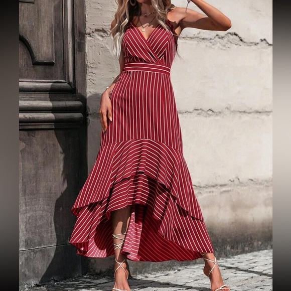 Boho striped ruffle trim maxi dress - Picture 5 of 16
